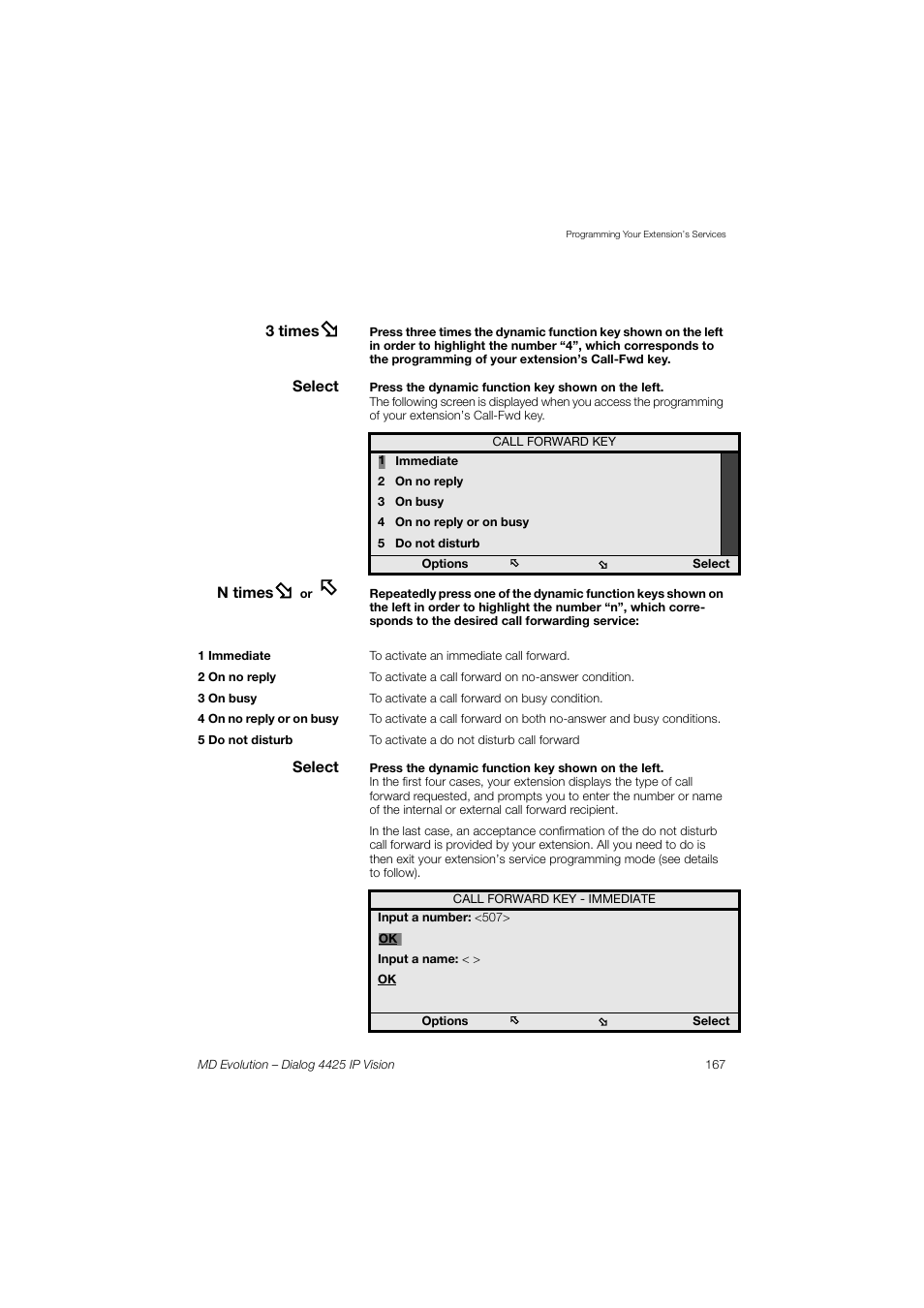 AASTRA 4425 IP Vision for MD Evolution User Guide User Manual | Page 167 / 224