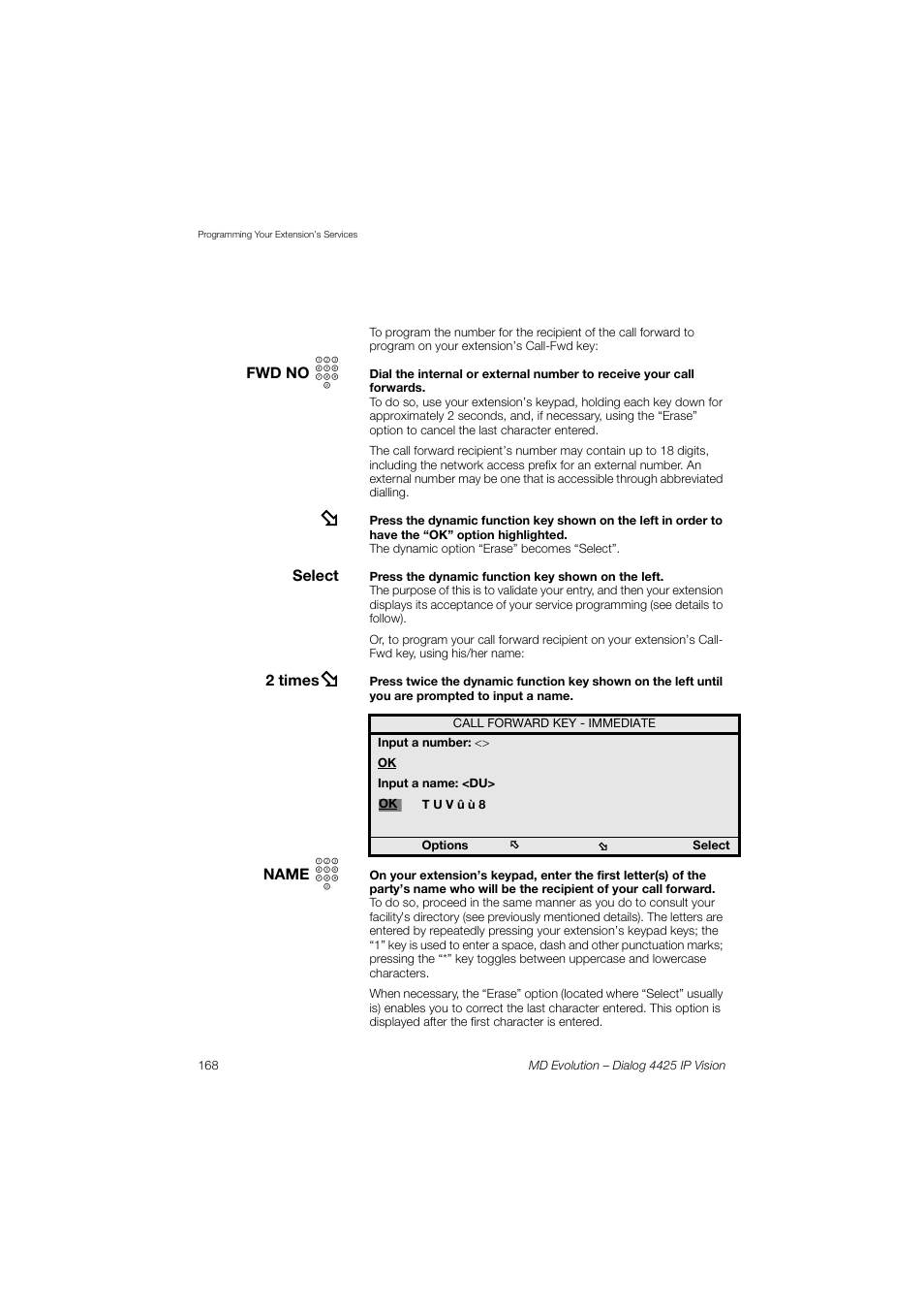 AASTRA 4425 IP Vision for MD Evolution User Guide User Manual | Page 168 / 224