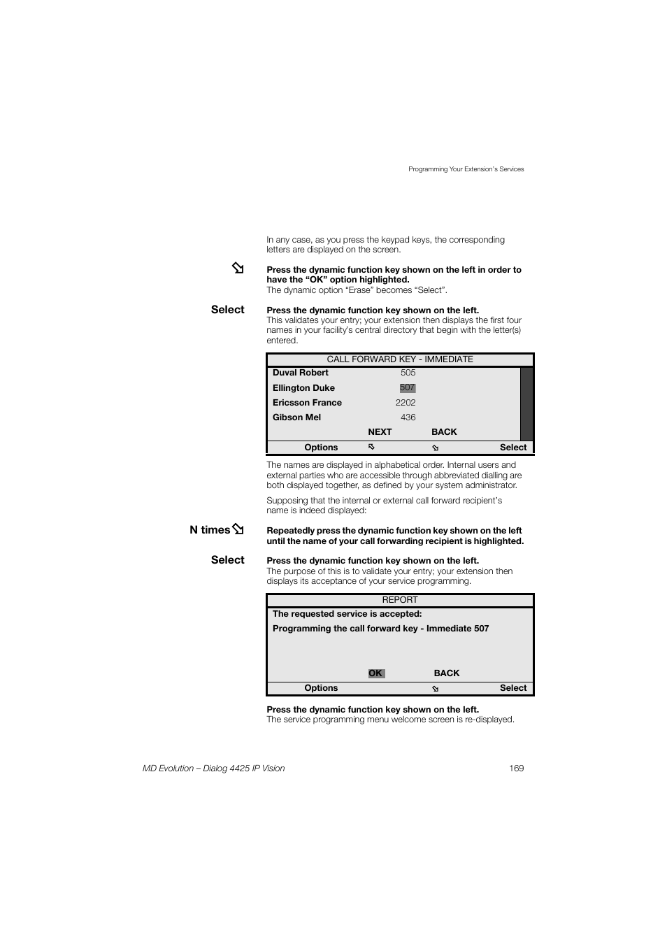 AASTRA 4425 IP Vision for MD Evolution User Guide User Manual | Page 169 / 224