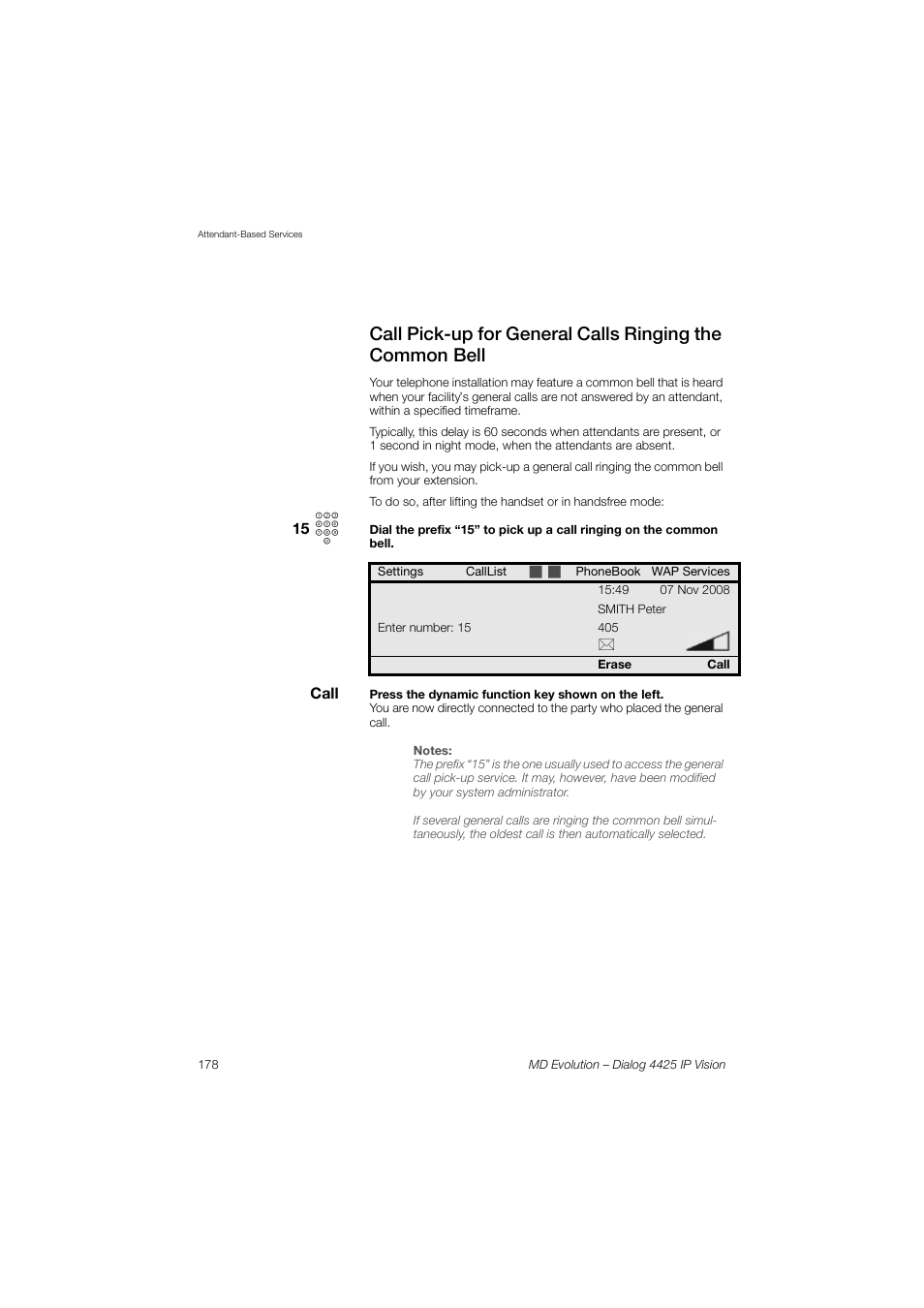 AASTRA 4425 IP Vision for MD Evolution User Guide User Manual | Page 178 / 224