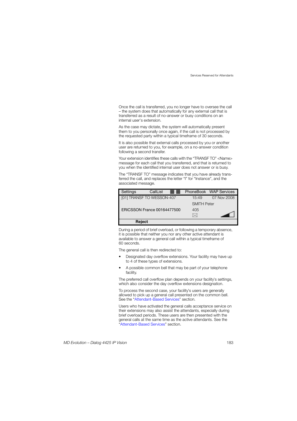 AASTRA 4425 IP Vision for MD Evolution User Guide User Manual | Page 183 / 224