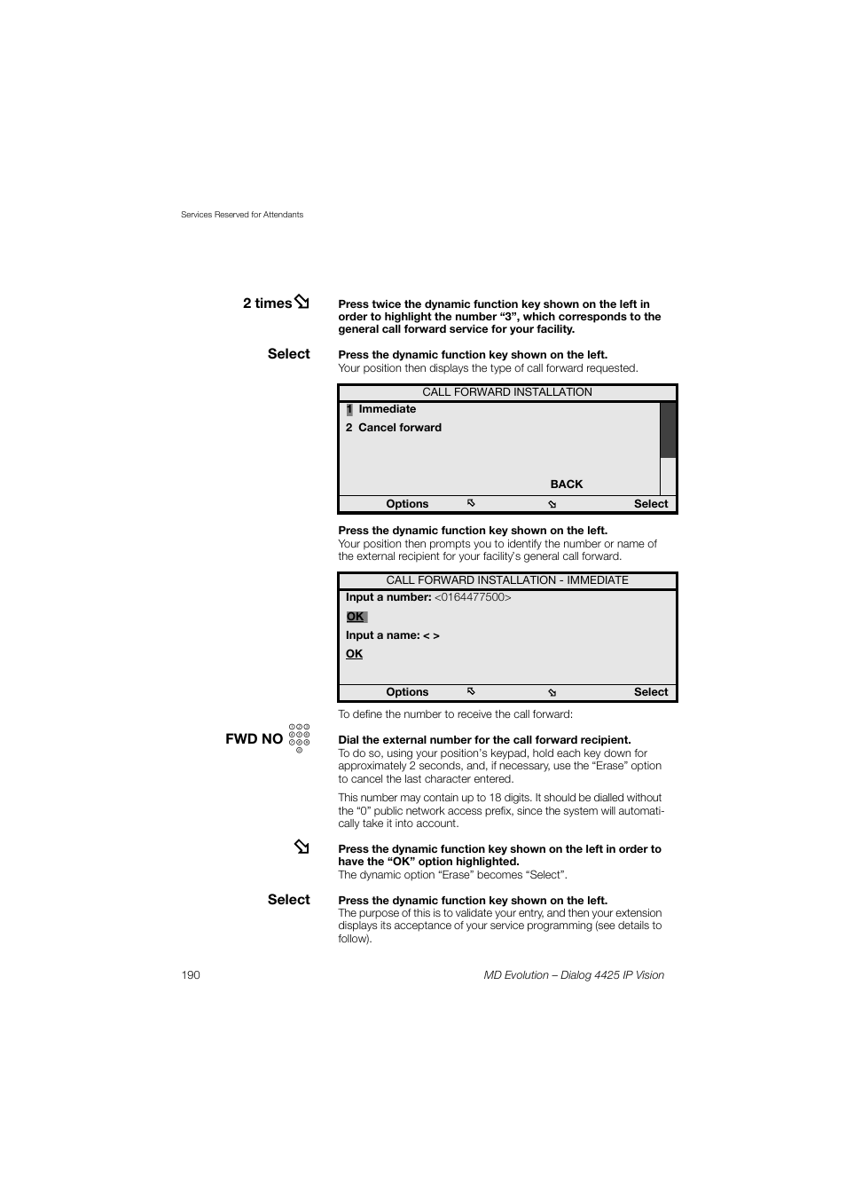 AASTRA 4425 IP Vision for MD Evolution User Guide User Manual | Page 190 / 224