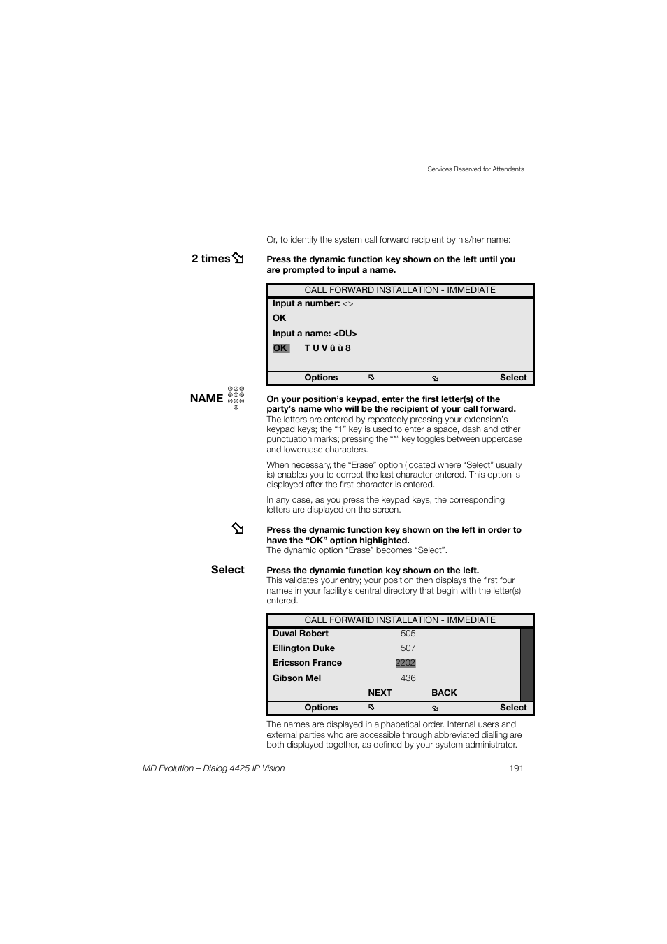 AASTRA 4425 IP Vision for MD Evolution User Guide User Manual | Page 191 / 224