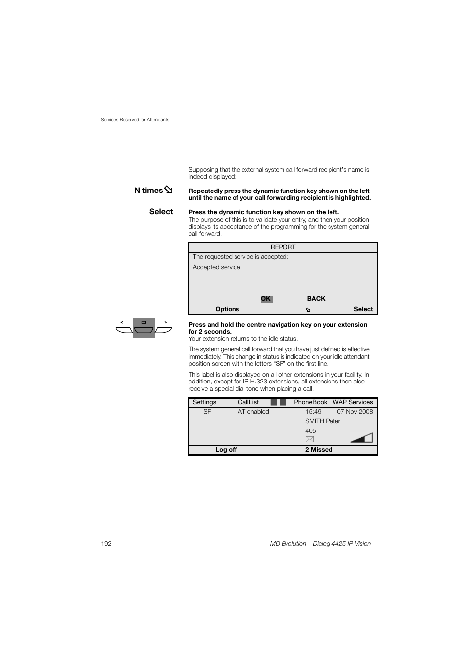 AASTRA 4425 IP Vision for MD Evolution User Guide User Manual | Page 192 / 224