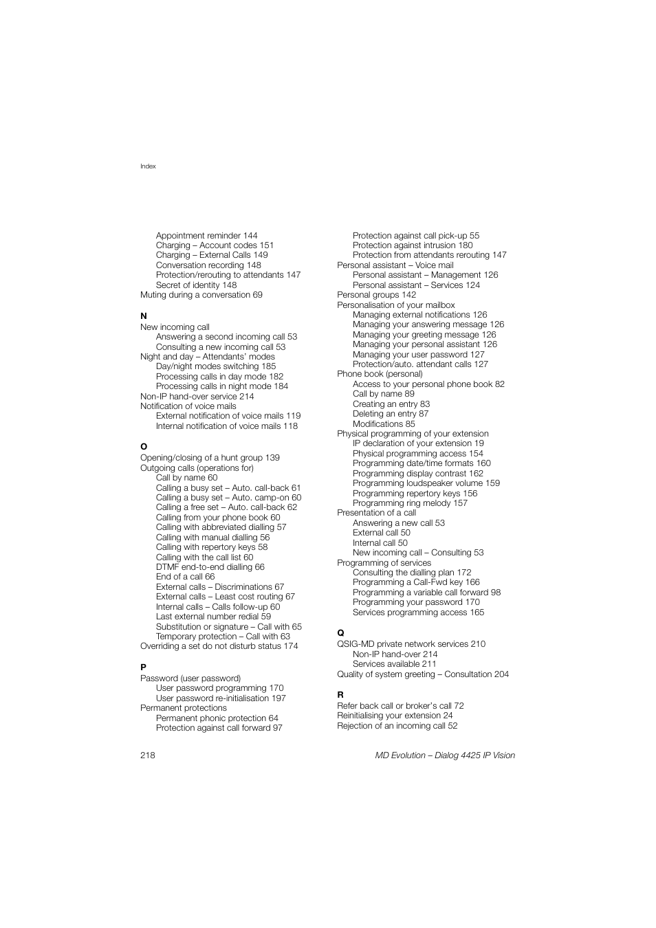 AASTRA 4425 IP Vision for MD Evolution User Guide User Manual | Page 218 / 224