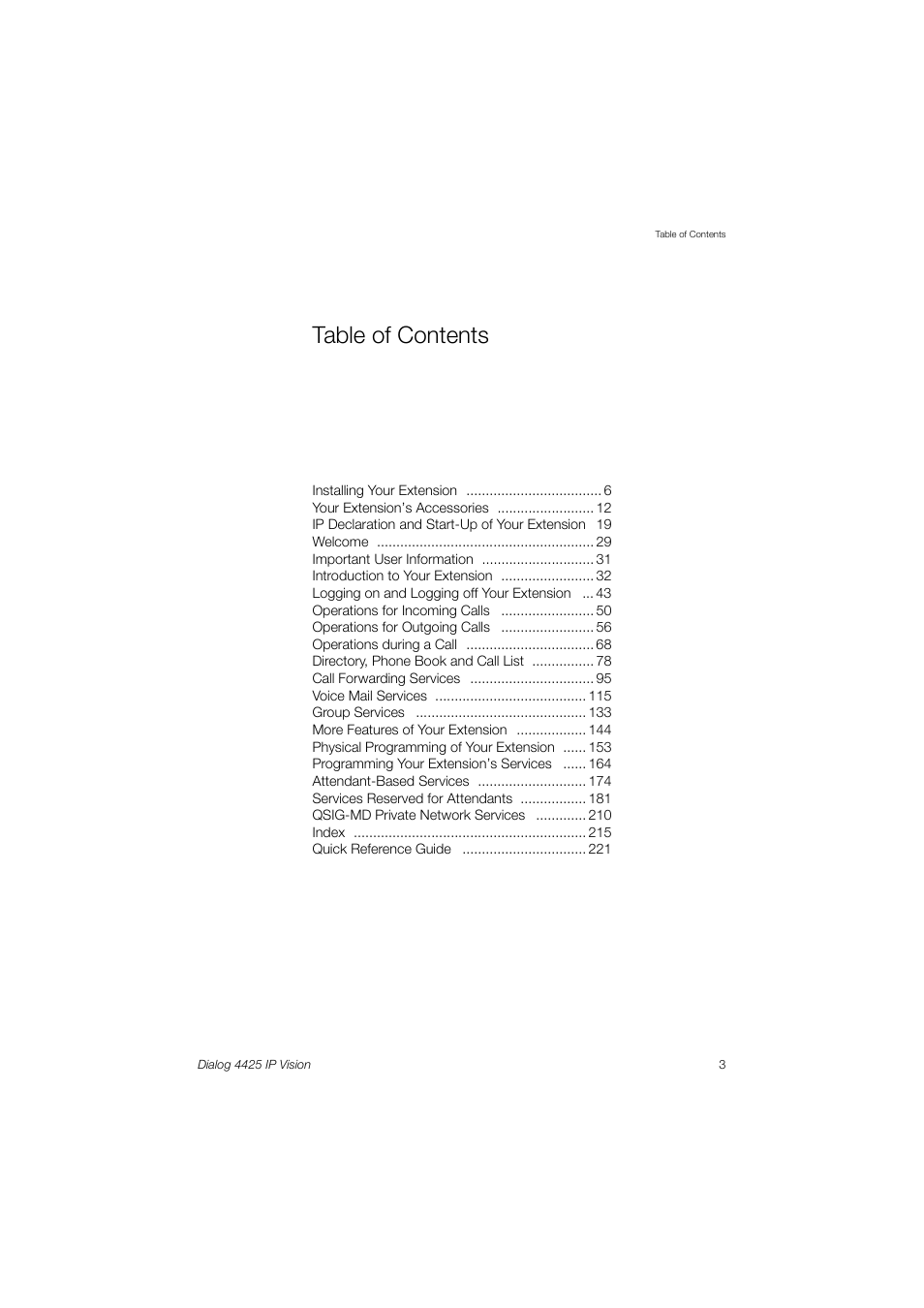 AASTRA 4425 IP Vision for MD Evolution User Guide User Manual | Page 3 / 224