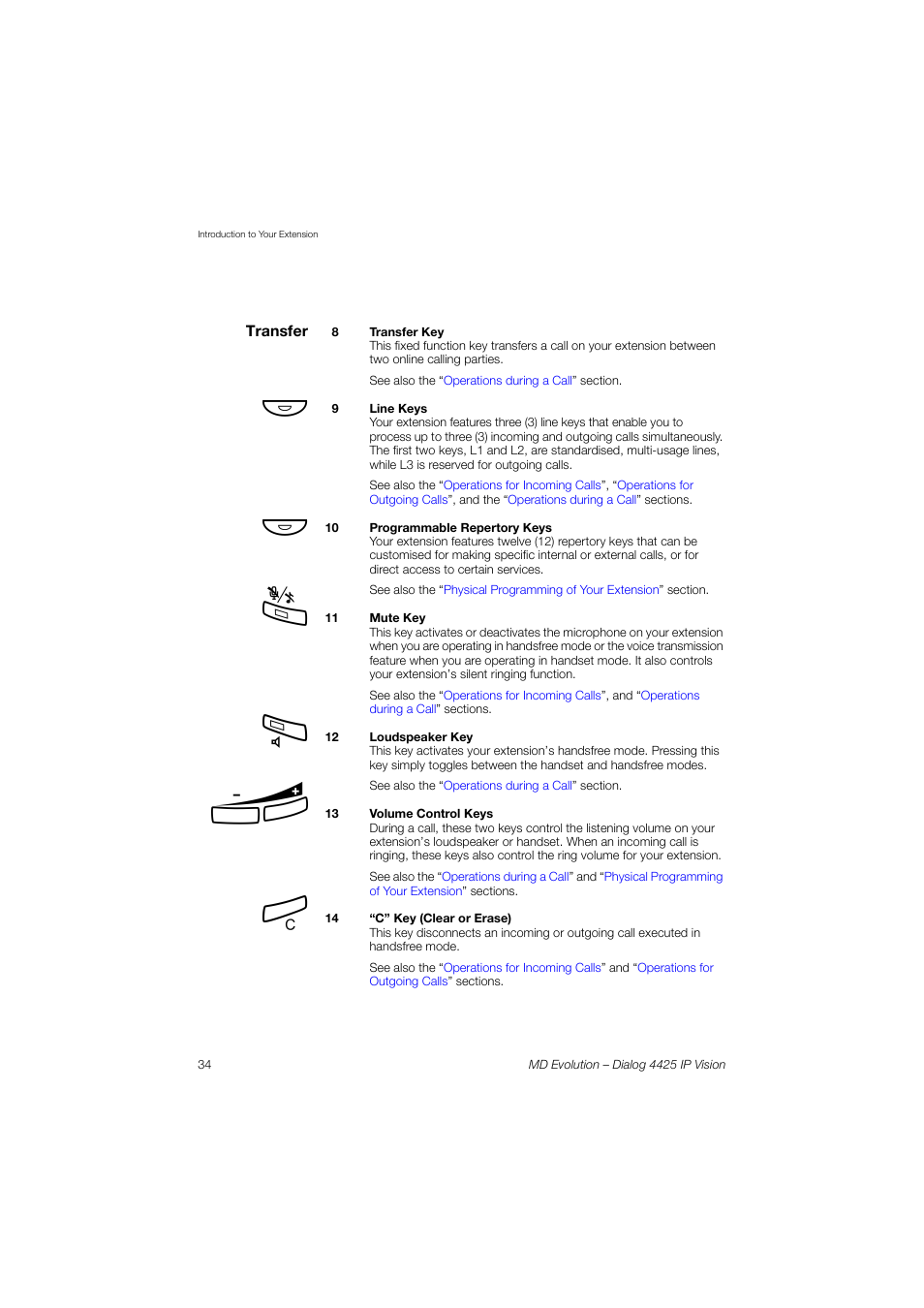 AASTRA 4425 IP Vision for MD Evolution User Guide User Manual | Page 34 / 224
