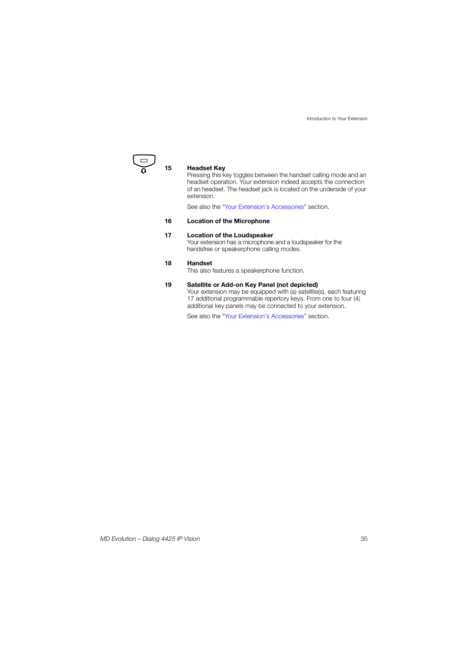 AASTRA 4425 IP Vision for MD Evolution User Guide User Manual | Page 35 / 224