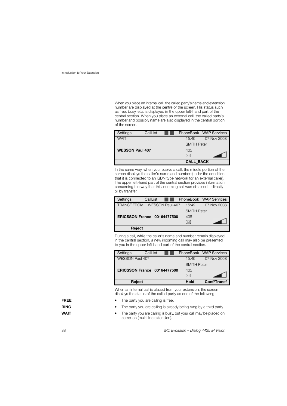 AASTRA 4425 IP Vision for MD Evolution User Guide User Manual | Page 38 / 224