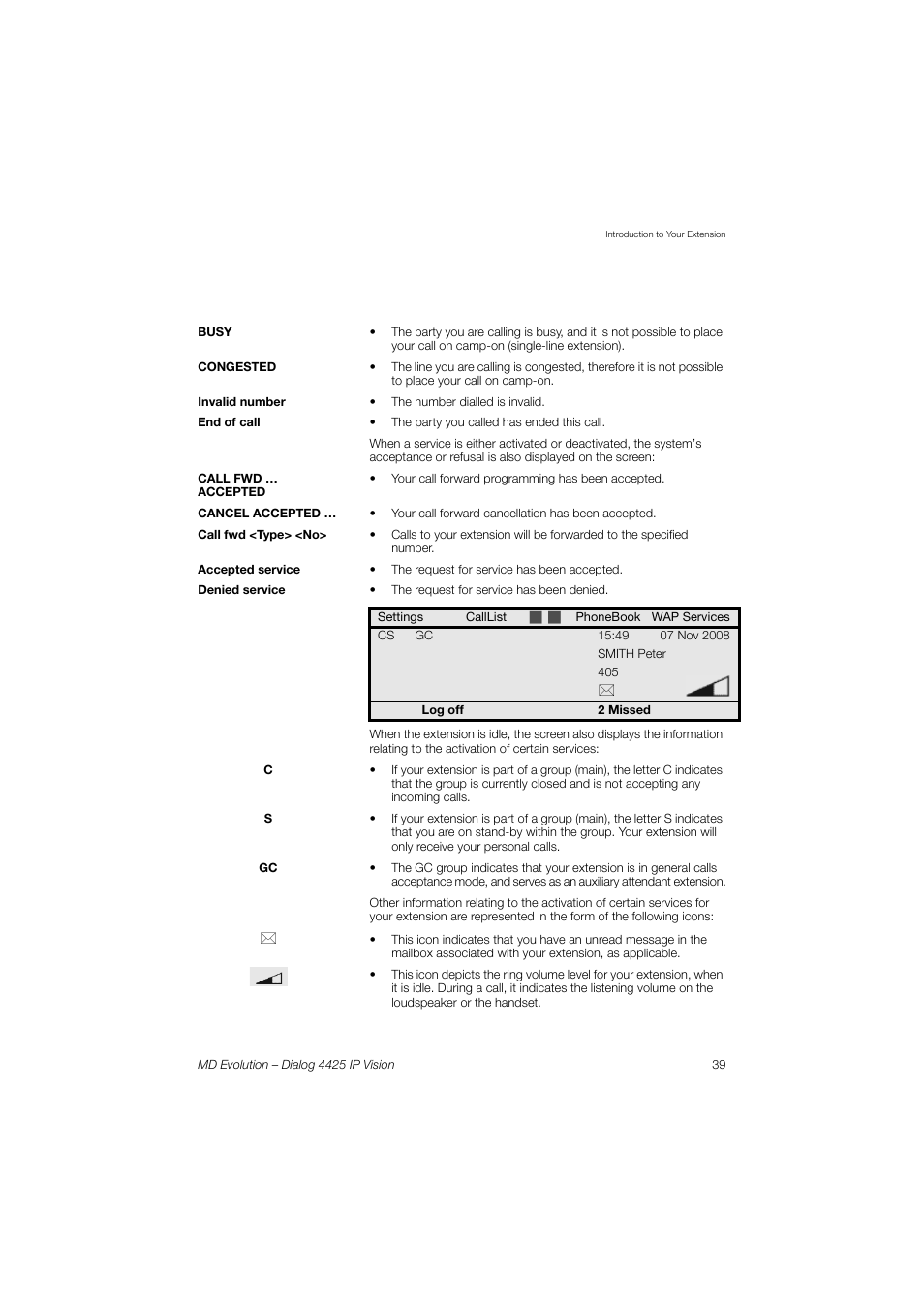 AASTRA 4425 IP Vision for MD Evolution User Guide User Manual | Page 39 / 224