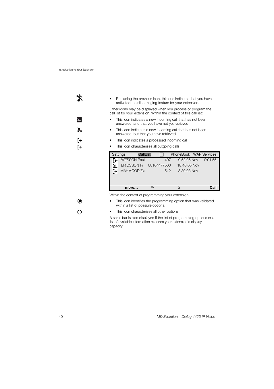 AASTRA 4425 IP Vision for MD Evolution User Guide User Manual | Page 40 / 224
