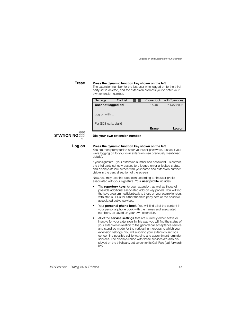 AASTRA 4425 IP Vision for MD Evolution User Guide User Manual | Page 47 / 224