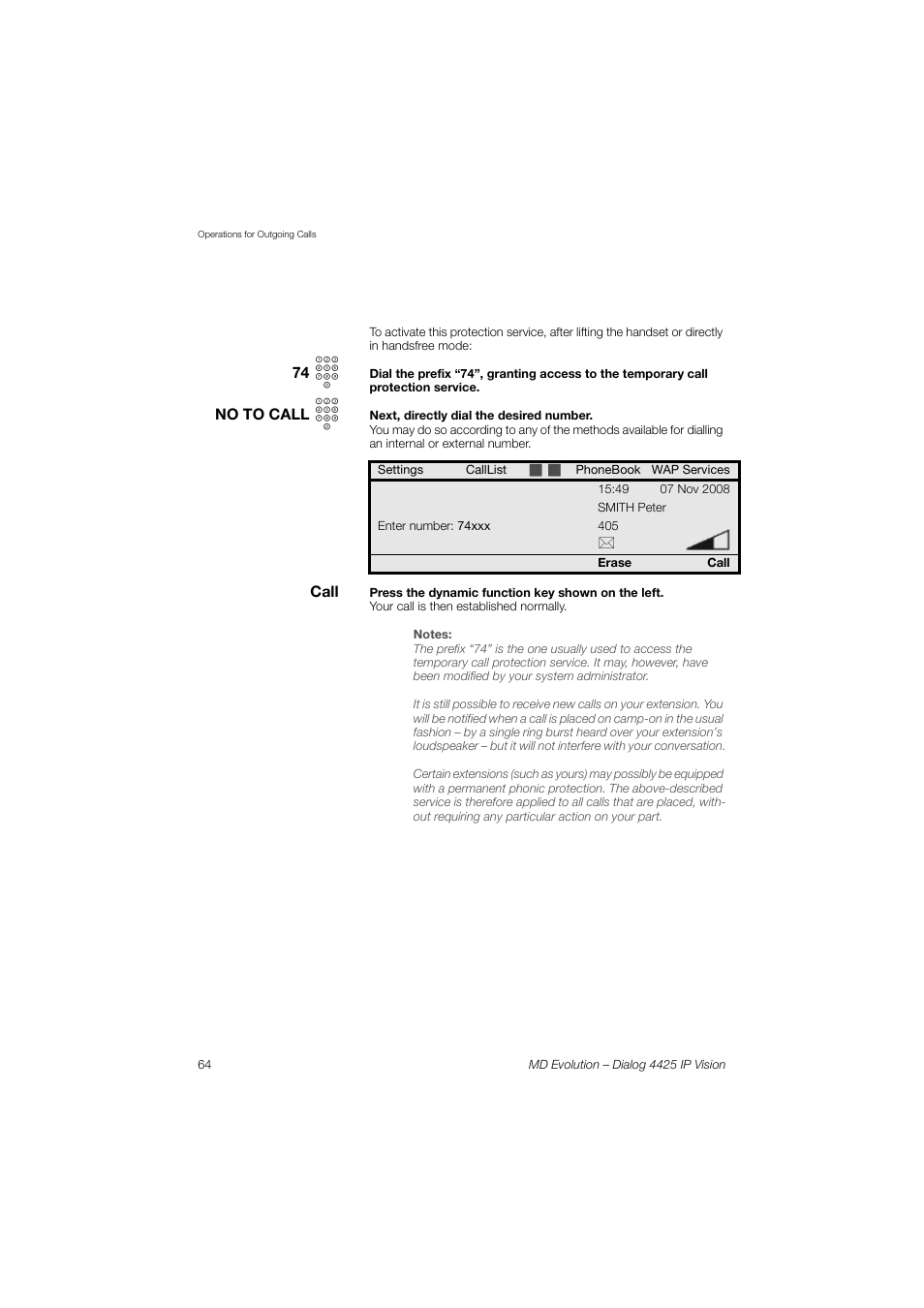 AASTRA 4425 IP Vision for MD Evolution User Guide User Manual | Page 64 / 224