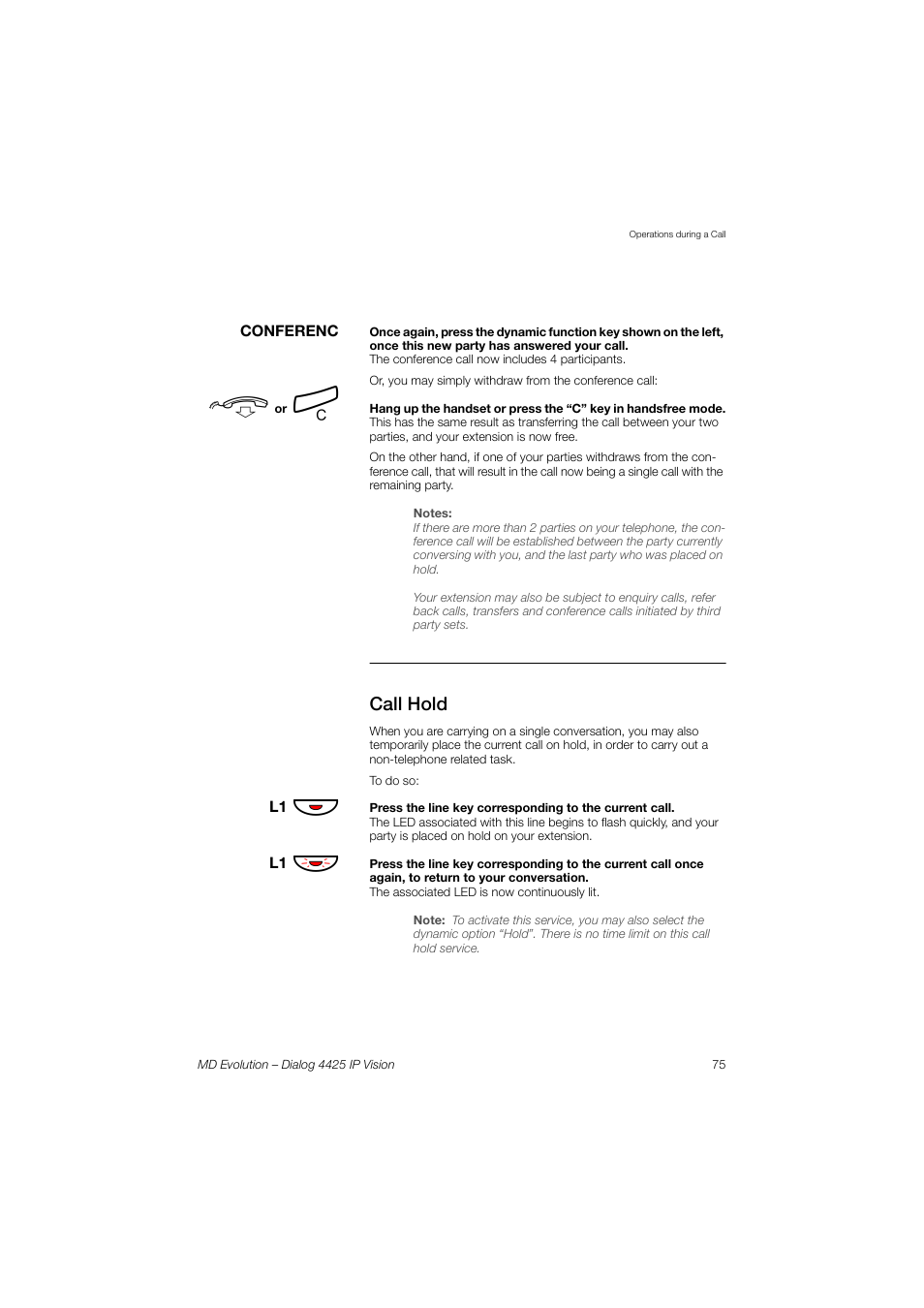 AASTRA 4425 IP Vision for MD Evolution User Guide User Manual | Page 75 / 224