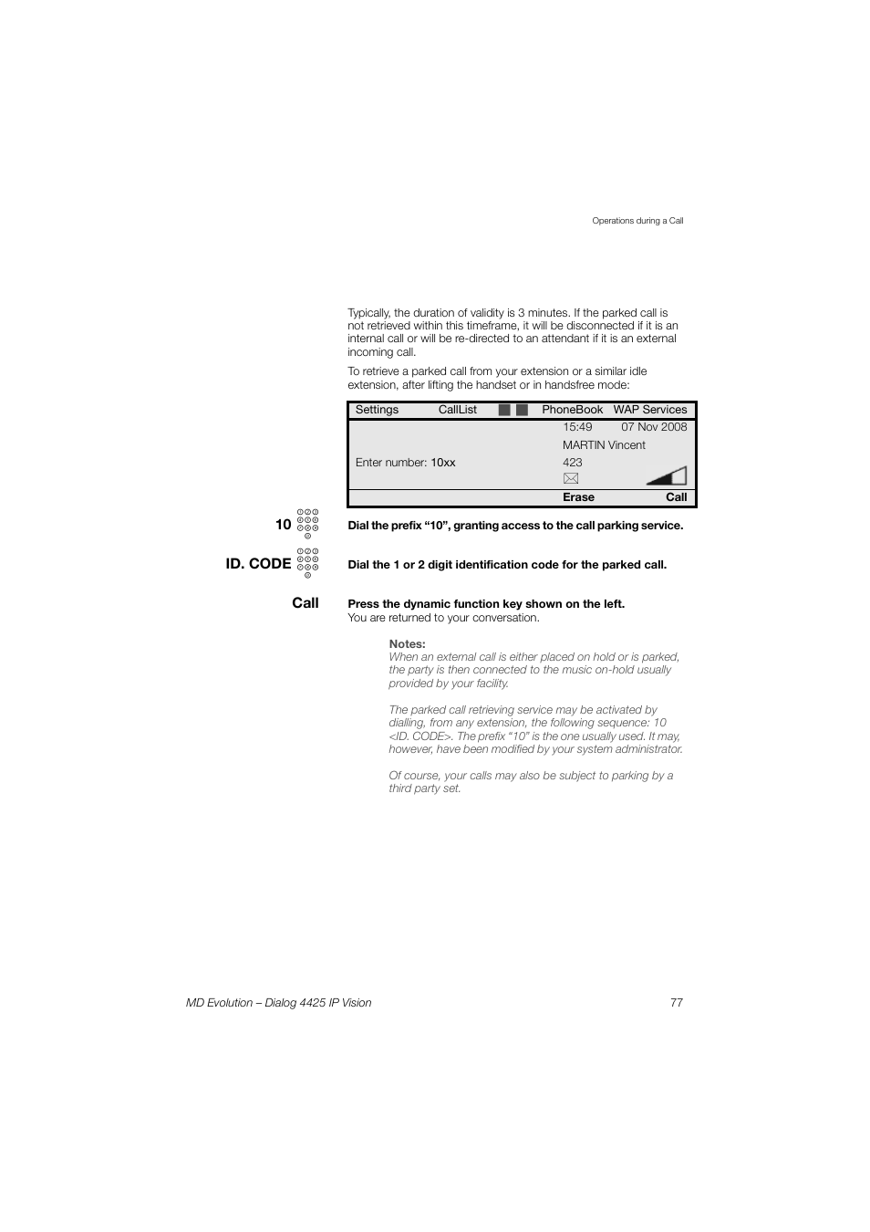 AASTRA 4425 IP Vision for MD Evolution User Guide User Manual | Page 77 / 224