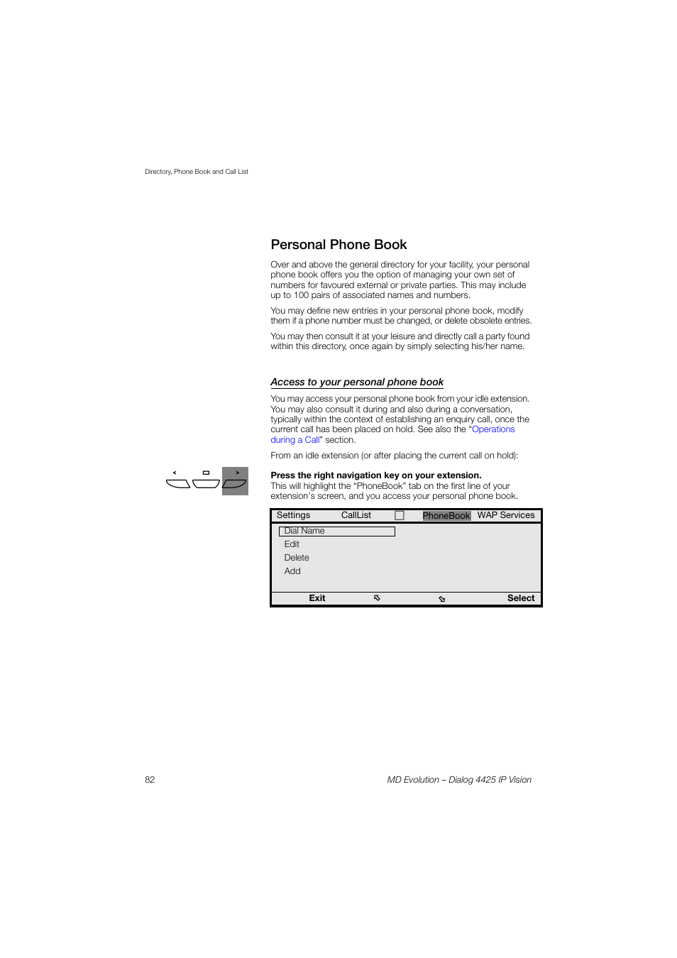 Personal phone book | AASTRA 4425 IP Vision for MD Evolution User Guide User Manual | Page 82 / 224