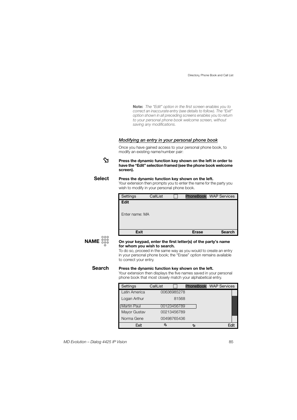 AASTRA 4425 IP Vision for MD Evolution User Guide User Manual | Page 85 / 224