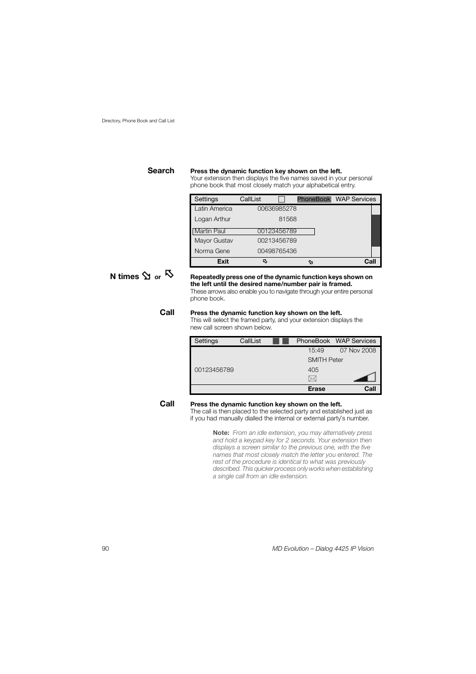 AASTRA 4425 IP Vision for MD Evolution User Guide User Manual | Page 90 / 224