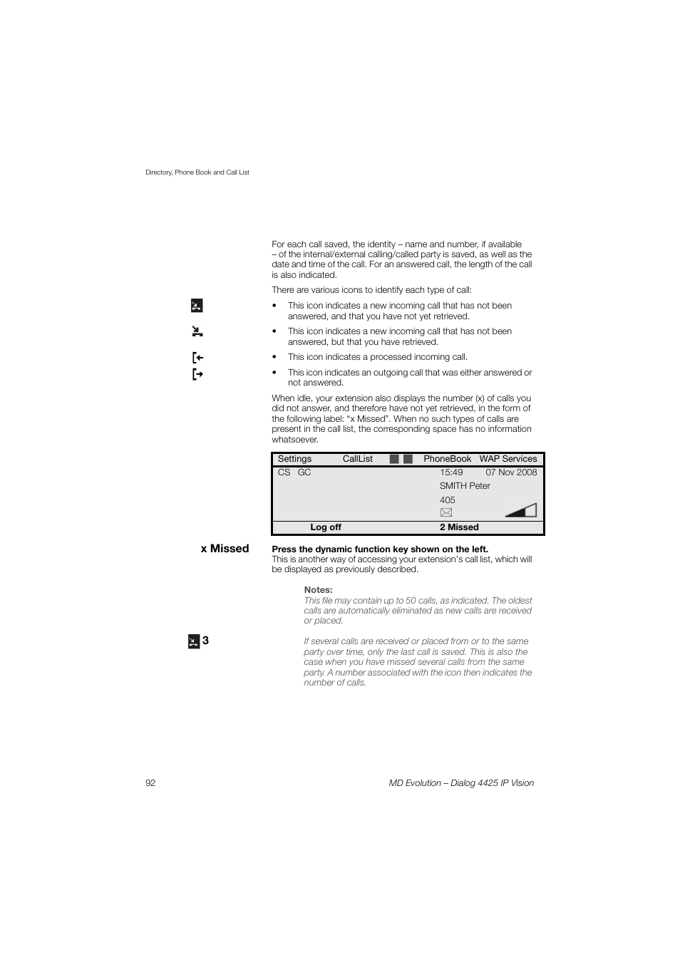 AASTRA 4425 IP Vision for MD Evolution User Guide User Manual | Page 92 / 224