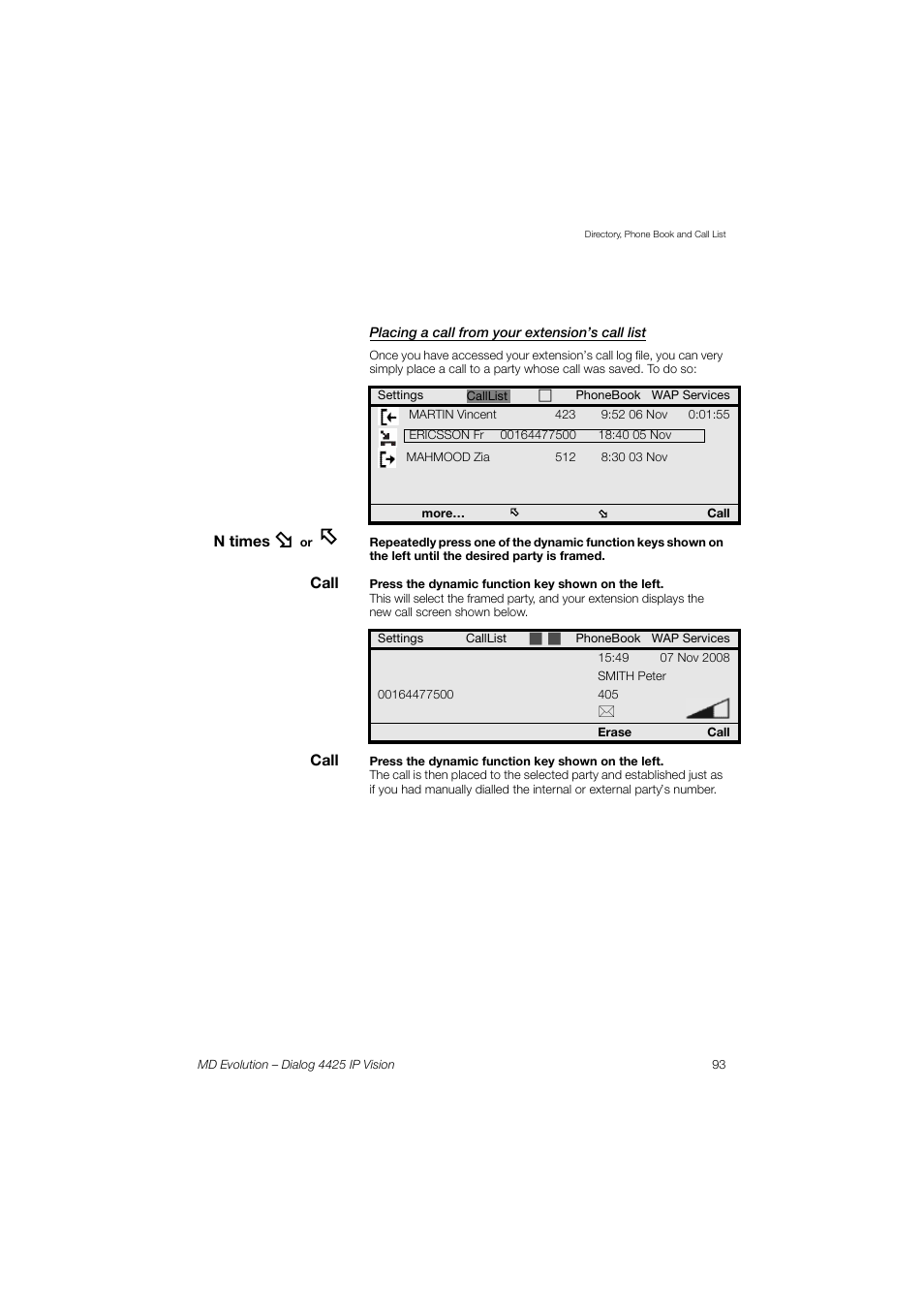 AASTRA 4425 IP Vision for MD Evolution User Guide User Manual | Page 93 / 224