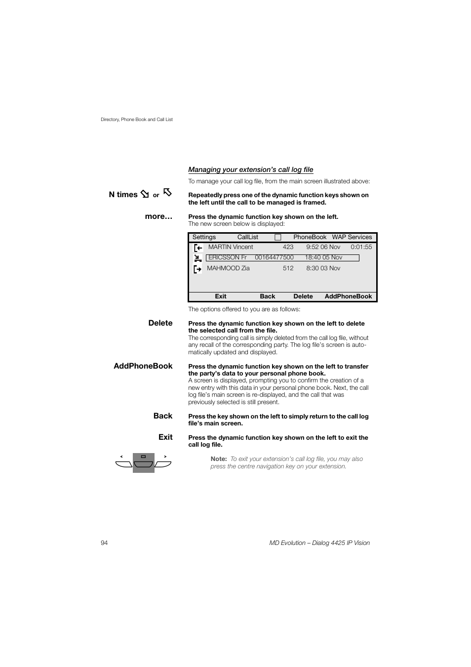 AASTRA 4425 IP Vision for MD Evolution User Guide User Manual | Page 94 / 224