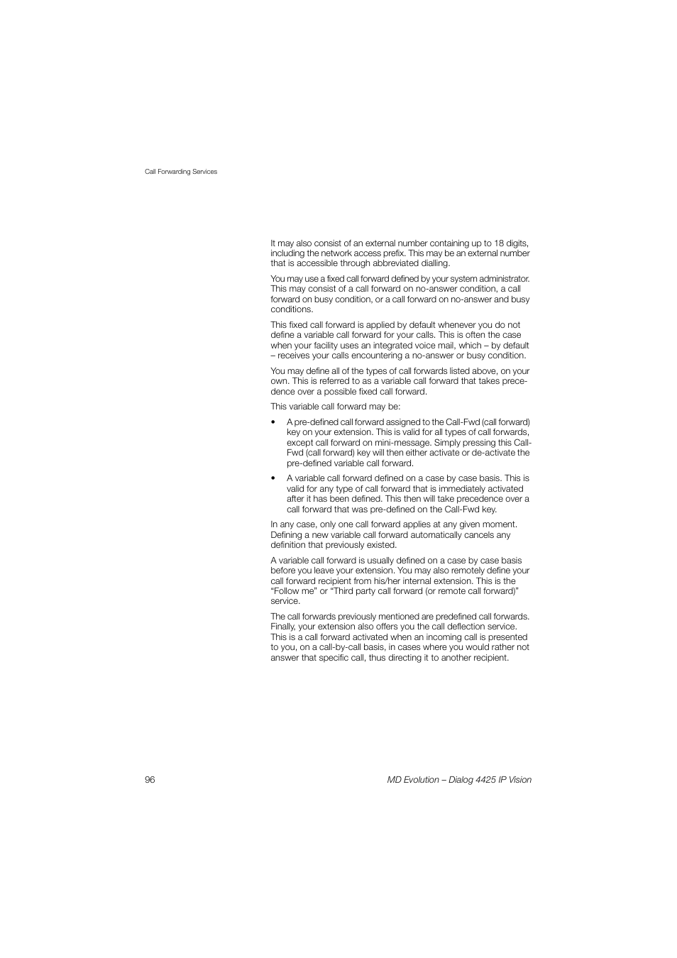AASTRA 4425 IP Vision for MD Evolution User Guide User Manual | Page 96 / 224