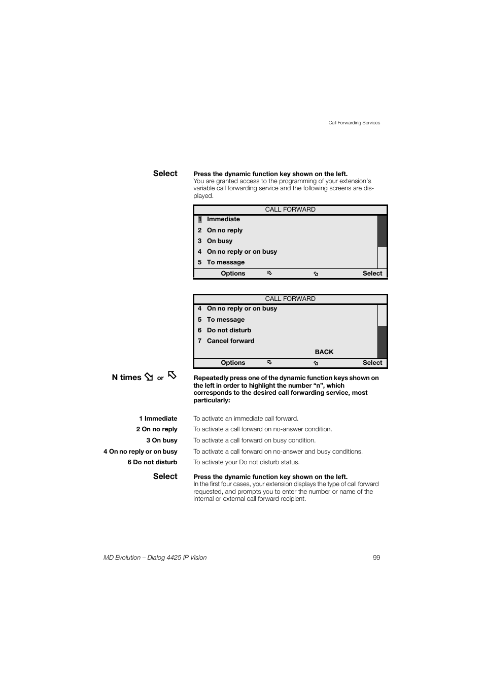 AASTRA 4425 IP Vision for MD Evolution User Guide User Manual | Page 99 / 224