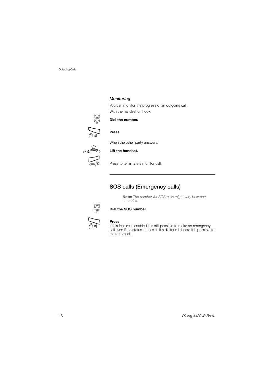 Sos calls (emergency calls) | AASTRA 4420 IP Basic (SIP) for MX-ONE User Guide User Manual | Page 18 / 72