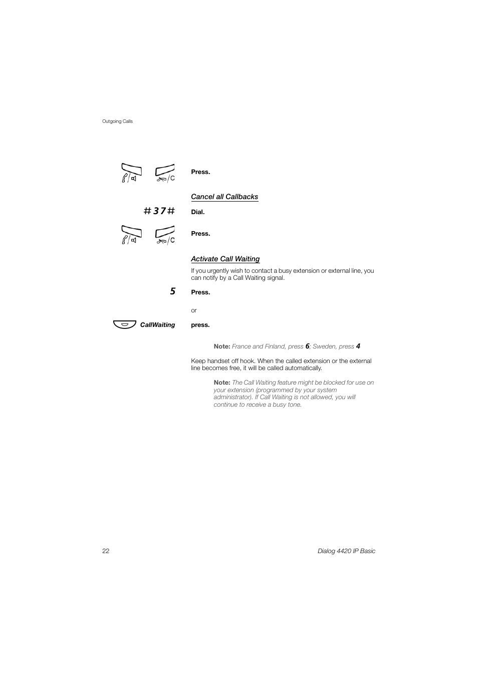 AASTRA 4420 IP Basic (SIP) for MX-ONE User Guide User Manual | Page 22 / 72