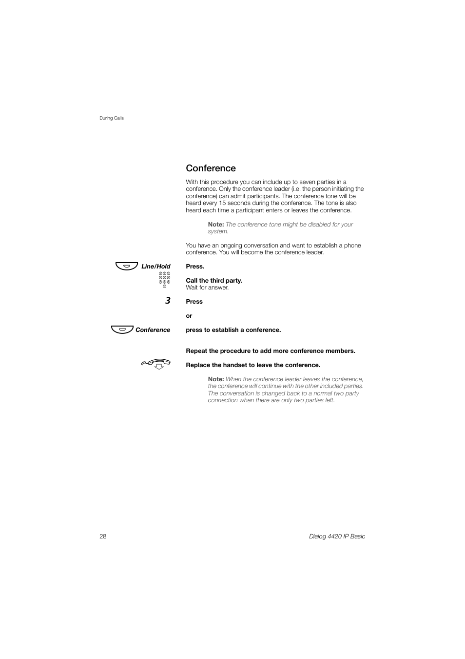 Conference | AASTRA 4420 IP Basic (SIP) for MX-ONE User Guide User Manual | Page 28 / 72