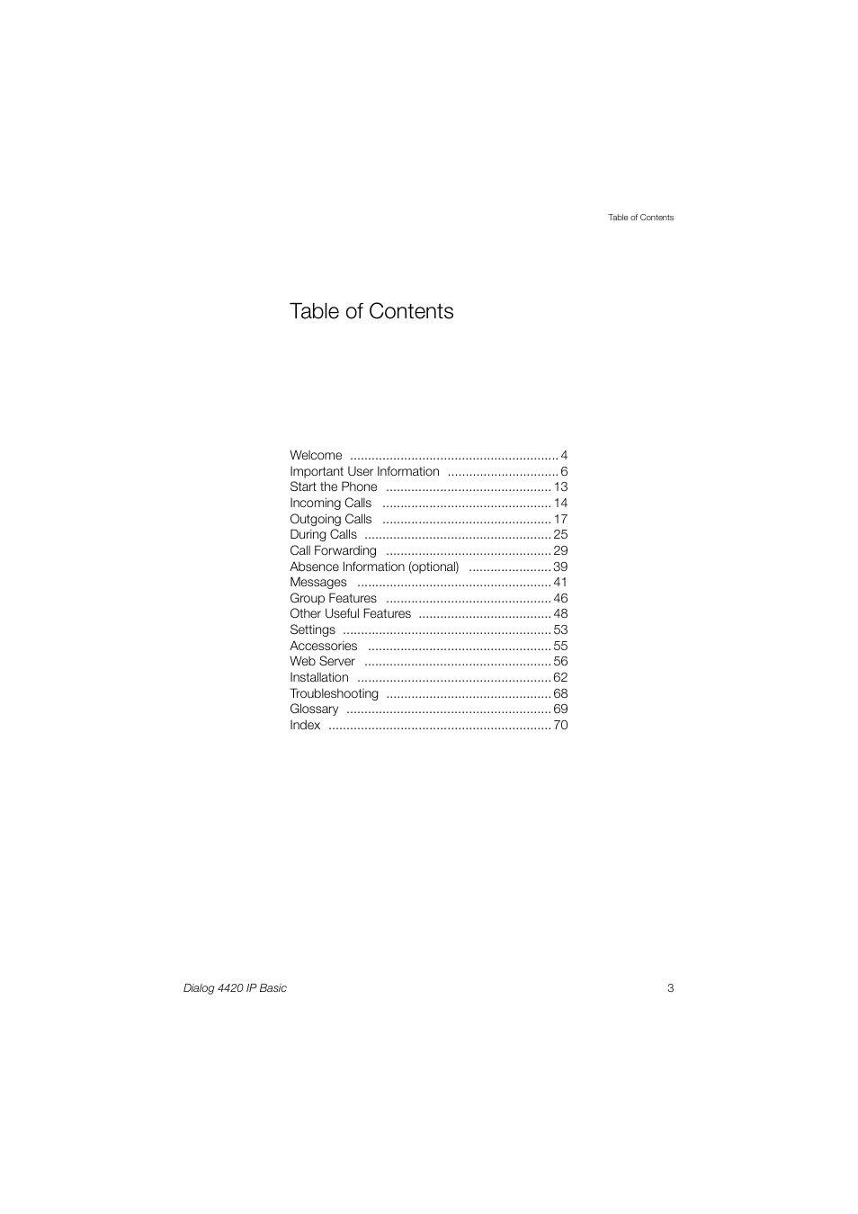 AASTRA 4420 IP Basic (SIP) for MX-ONE User Guide User Manual | Page 3 / 72