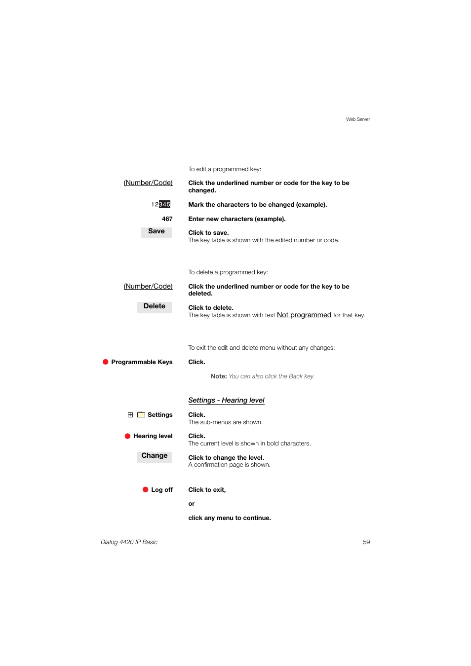 AASTRA 4420 IP Basic (SIP) for MX-ONE User Guide User Manual | Page 59 / 72