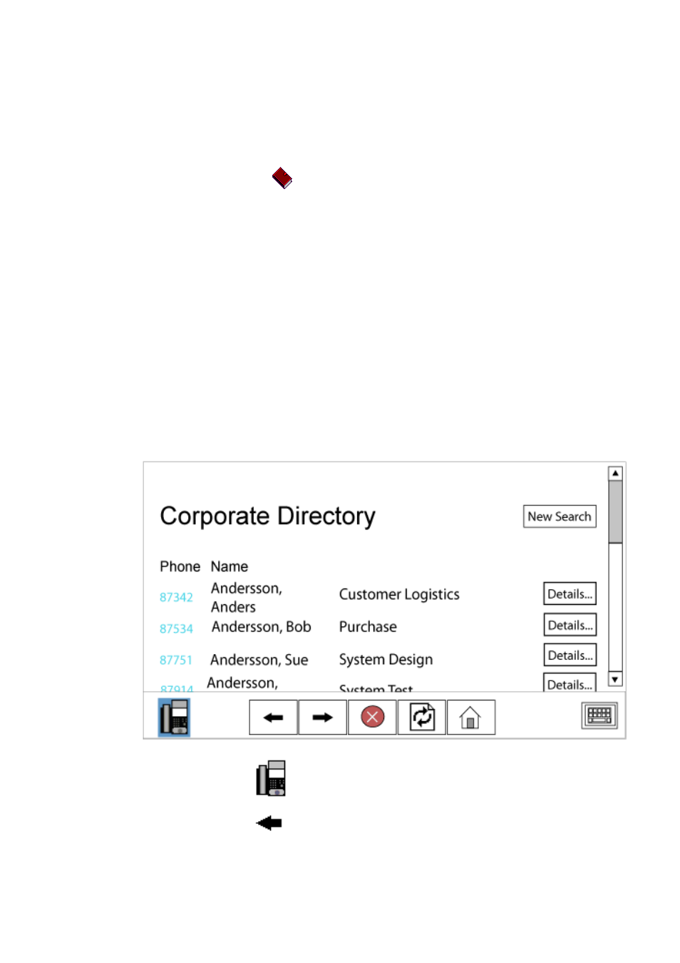 1 searching a contact in the corporate directory, 1 searching a contact in the corporate direc- tory | AASTRA 7446ip (5446ip) for MX-ONE User Guide EN User Manual | Page 55 / 92
