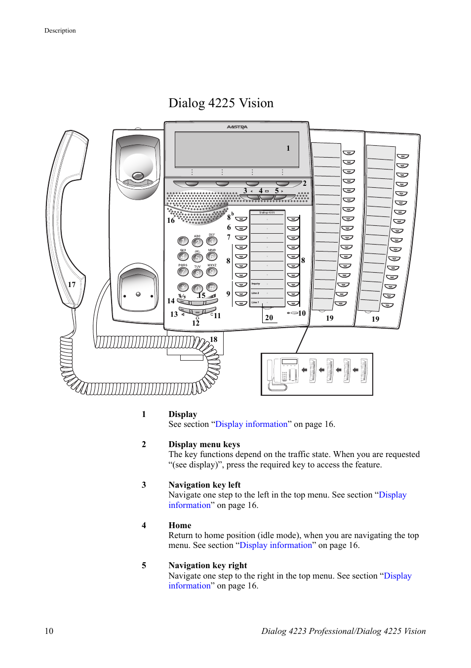 Dialog 4225 vision | AASTRA 4225 for MX-ONE Telephony Switch User Manual | Page 10 / 139