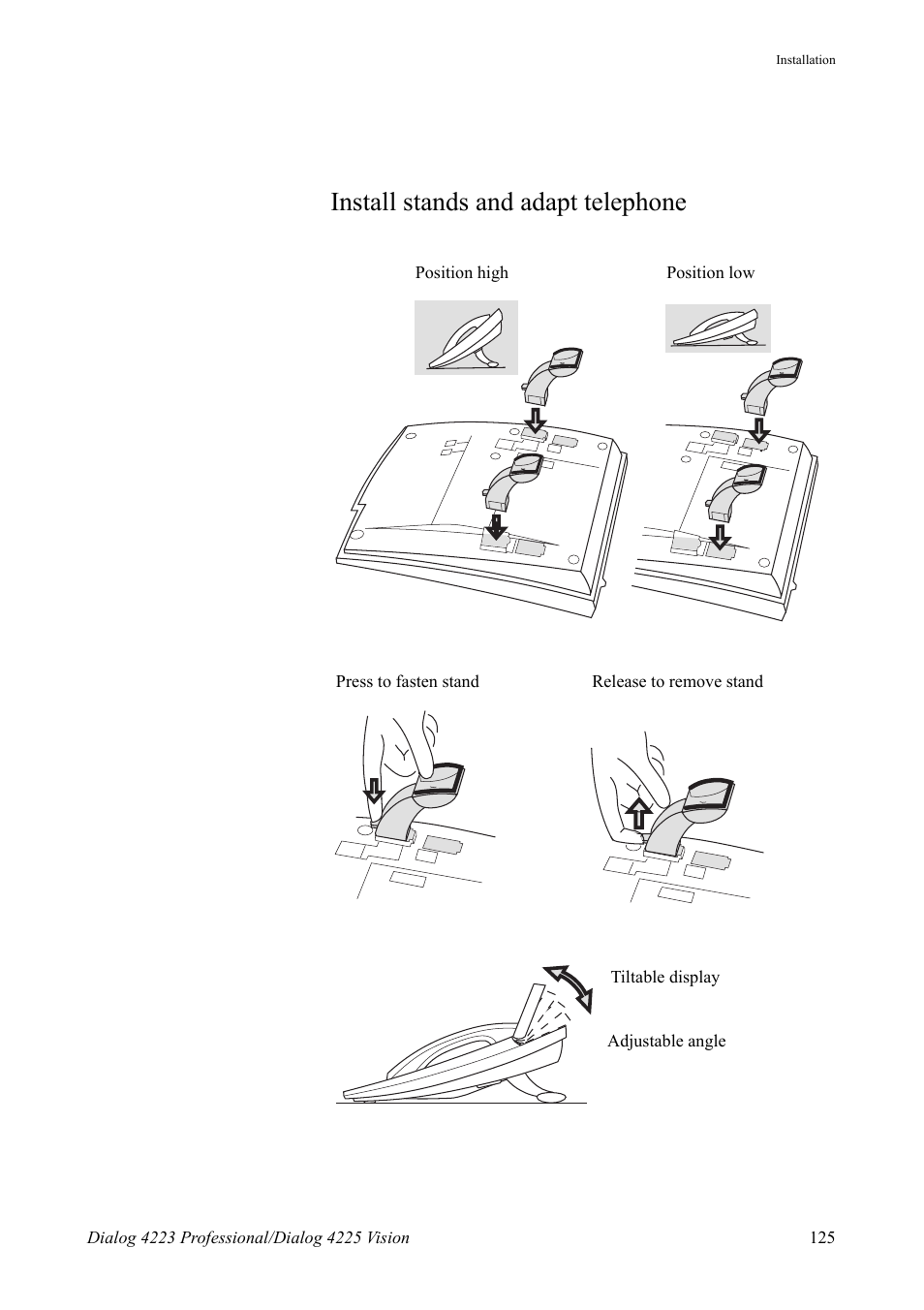 Install stands and adapt telephone | AASTRA 4225 for MX-ONE Telephony Switch User Manual | Page 125 / 139