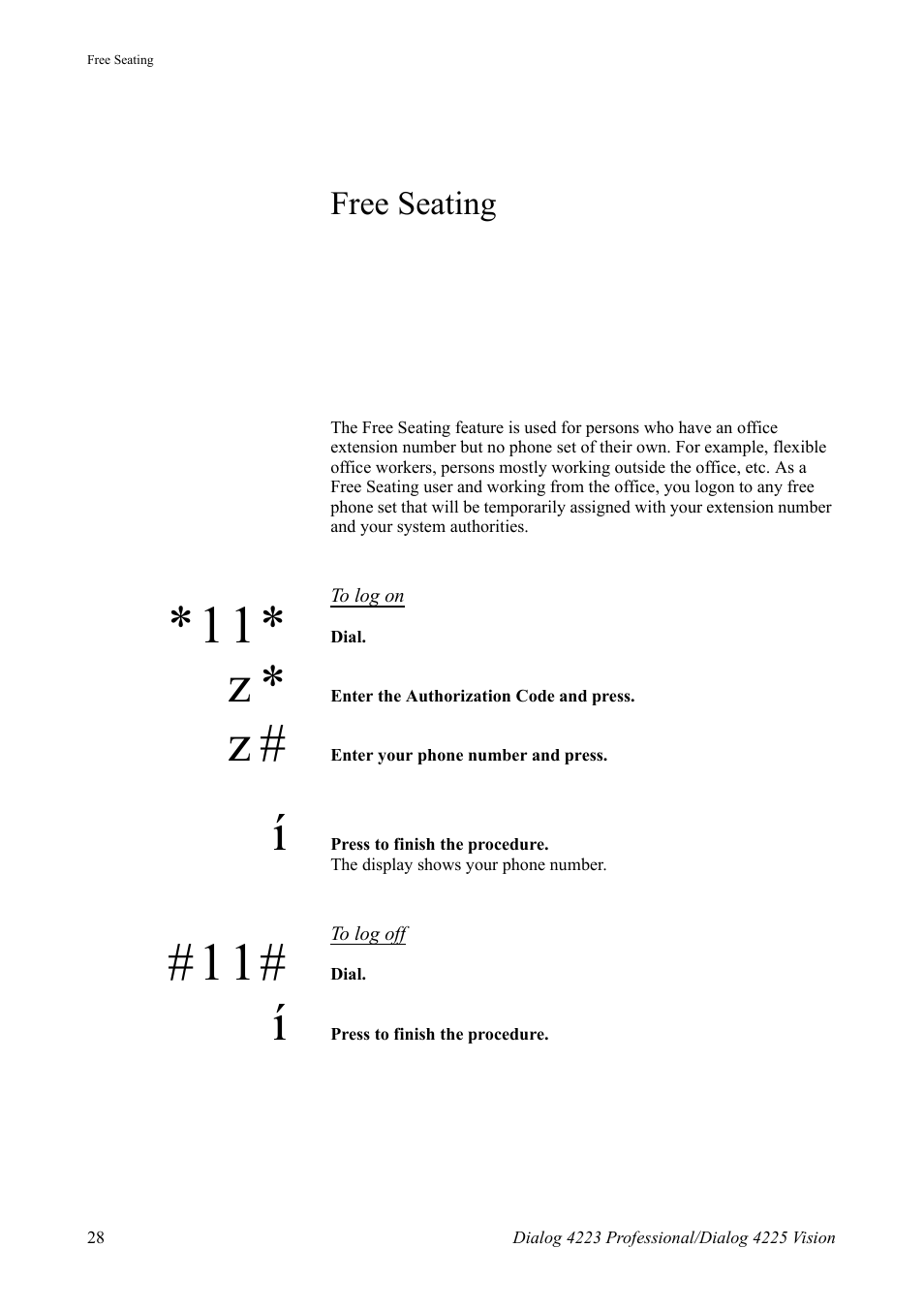 Free seating | AASTRA 4225 for MX-ONE Telephony Switch User Manual | Page 28 / 139
