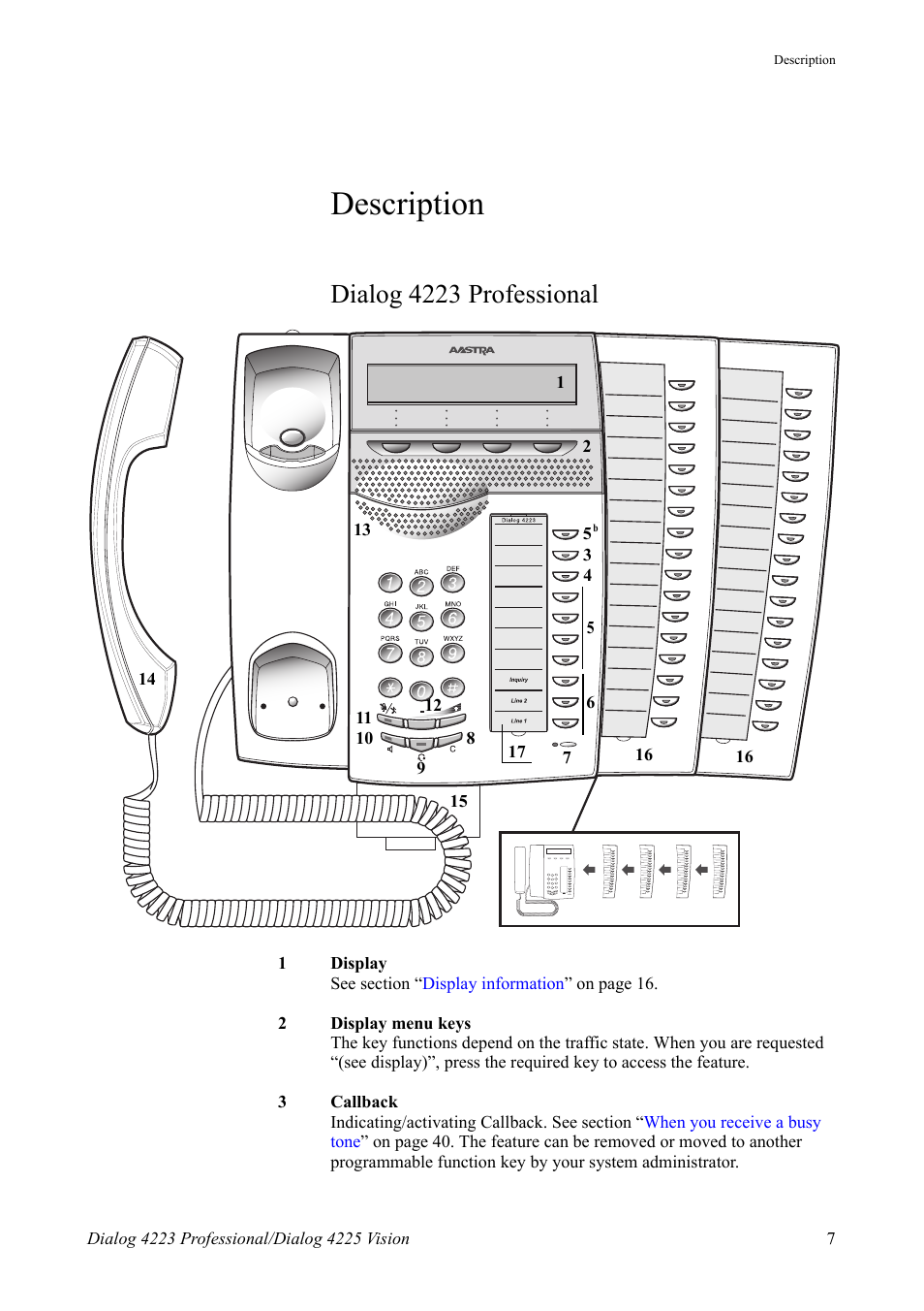 Description, Dialog 4223 professional | AASTRA 4225 for MX-ONE Telephony Switch User Manual | Page 7 / 139
