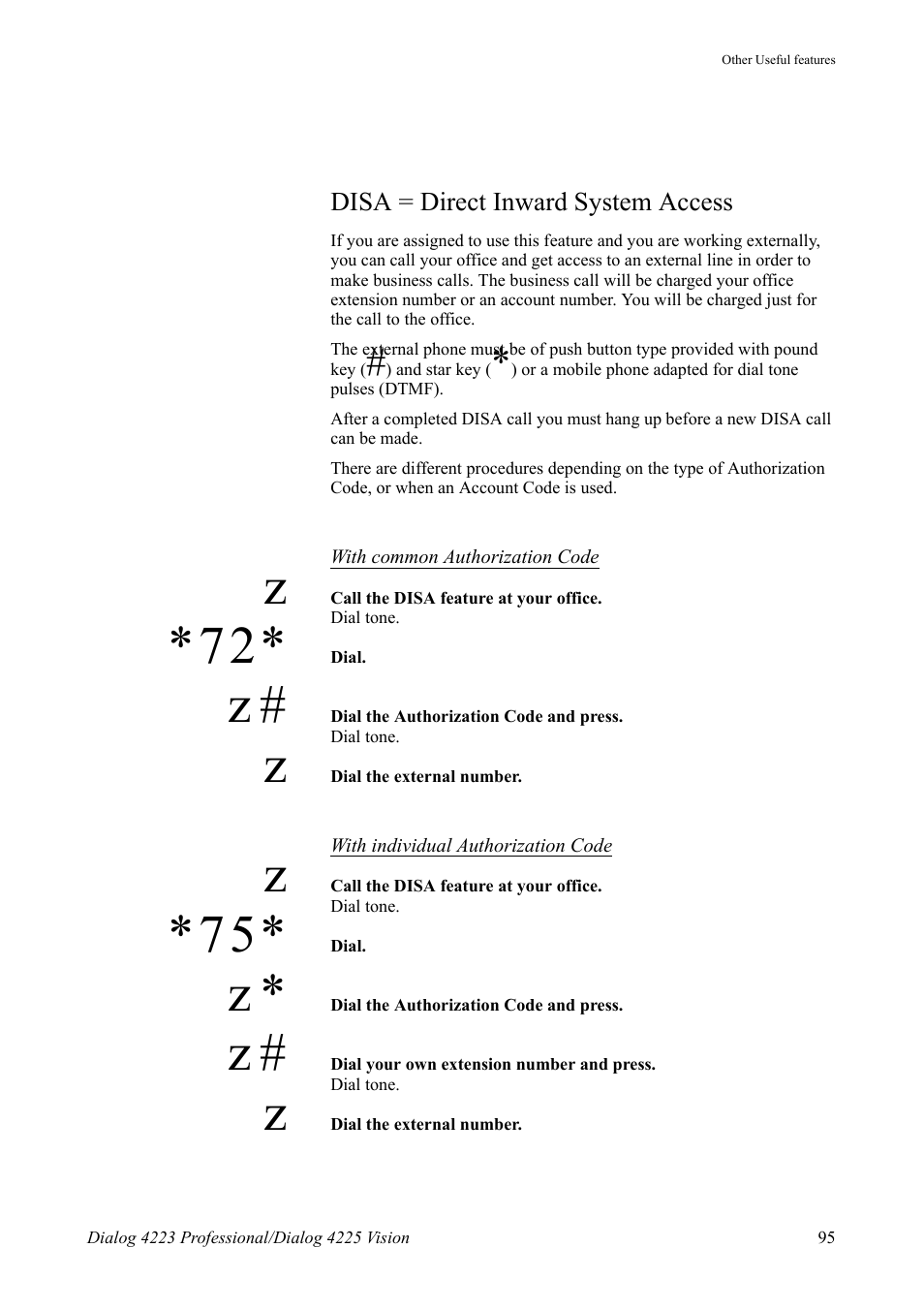 Disa = direct inward system access | AASTRA 4225 for MX-ONE Telephony Switch User Manual | Page 95 / 139