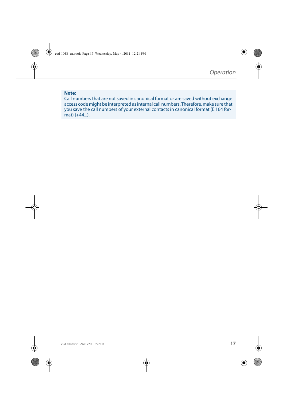 Operation | AASTRA AMC EN User Manual | Page 17 / 35