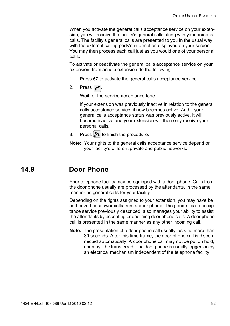 Press, Press to finish the procedure, 9 door phone | AASTRA DT4x3 for MX-ONE User Guide EN User Manual | Page 92 / 120