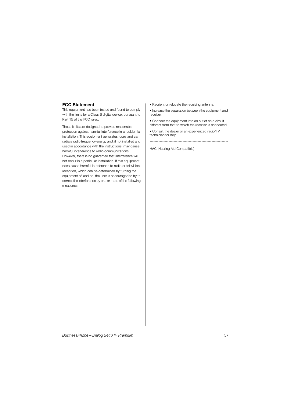 Quick reference guide dialog 5446 ip premium | AASTRA 7446ip (5446ip) for BusinessPhone Quick Reference Guide User Manual | Page 56 / 58