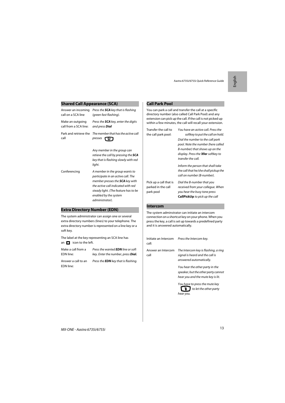 AASTRA 6755i for MX-ONE Quick Reference Guide EN User Manual | Page 13 / 18