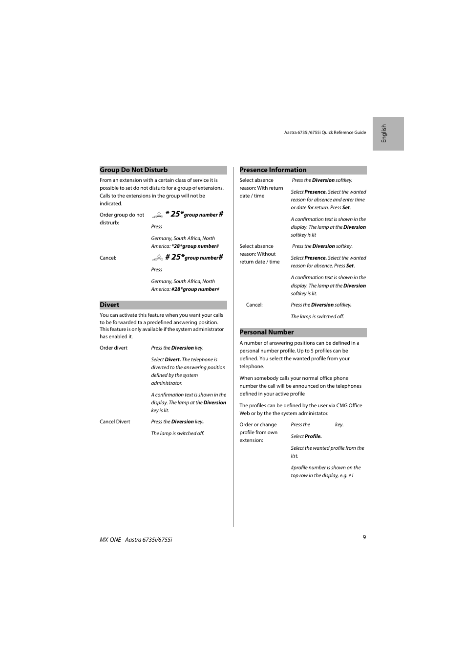 AASTRA 6755i for MX-ONE Quick Reference Guide EN User Manual | Page 9 / 18