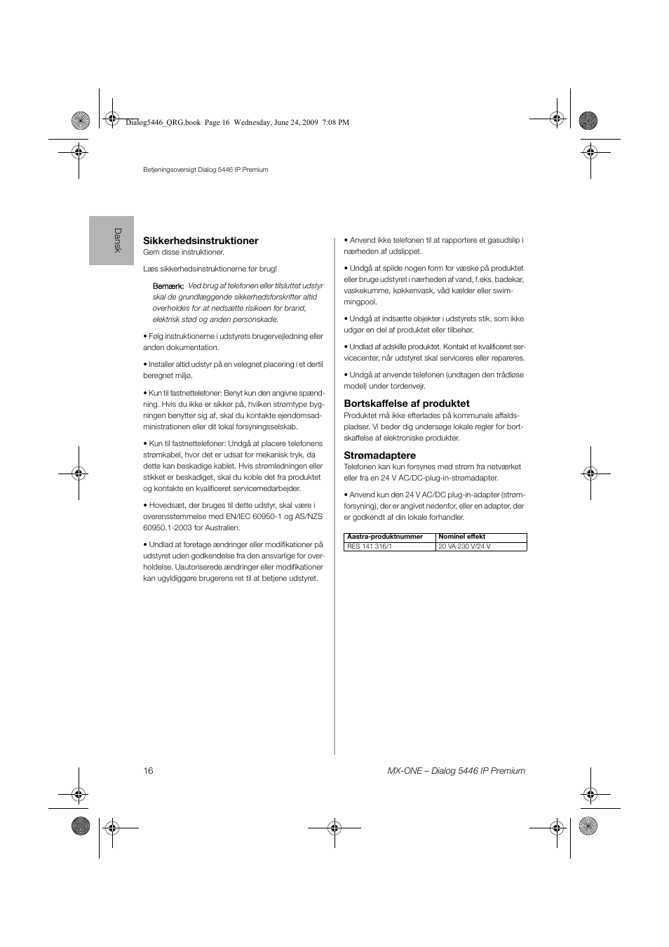AASTRA 7446ip (5446ip) for MX-ONE Quick Reference Guide User Manual | Page 16 / 80
