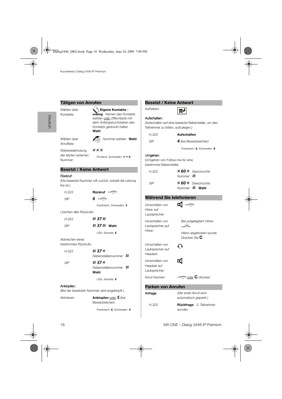 AASTRA 7446ip (5446ip) for MX-ONE Quick Reference Guide User Manual | Page 18 / 80