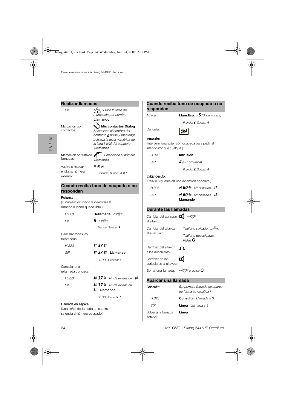 AASTRA 7446ip (5446ip) for MX-ONE Quick Reference Guide User Manual | Page 24 / 80