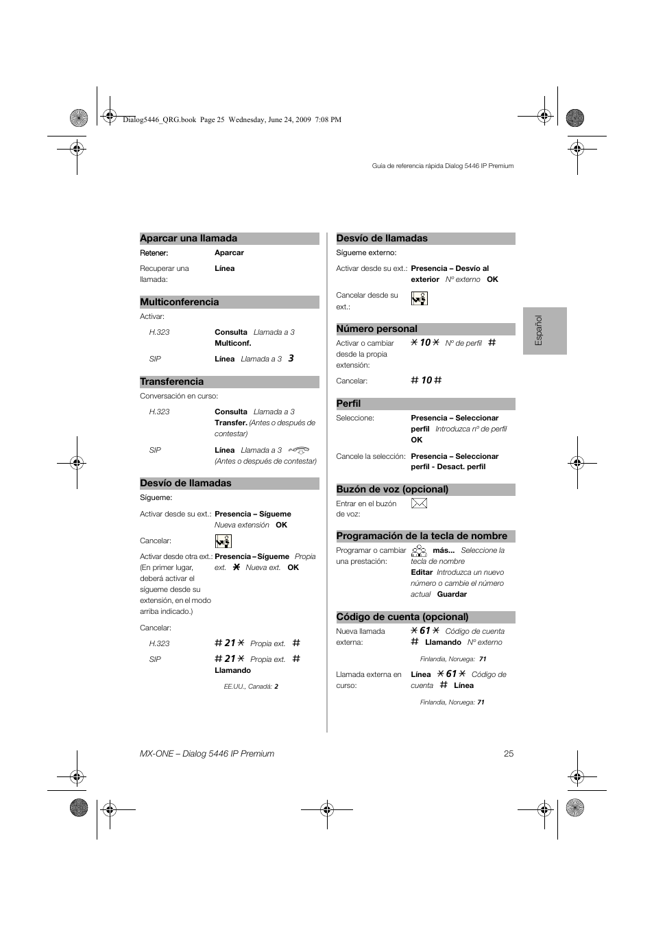 AASTRA 7446ip (5446ip) for MX-ONE Quick Reference Guide User Manual | Page 25 / 80