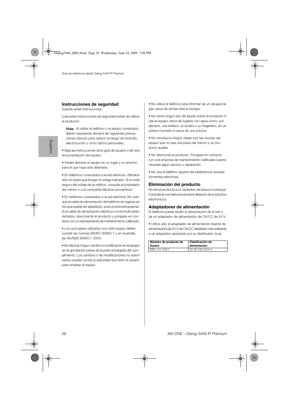 AASTRA 7446ip (5446ip) for MX-ONE Quick Reference Guide User Manual | Page 28 / 80