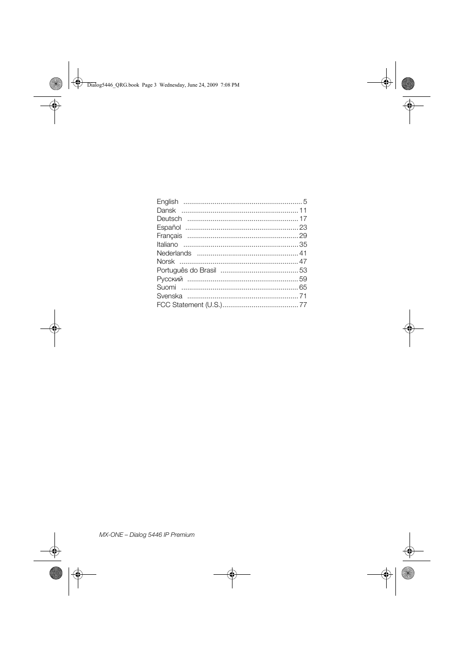 AASTRA 7446ip (5446ip) for MX-ONE Quick Reference Guide User Manual | Page 3 / 80