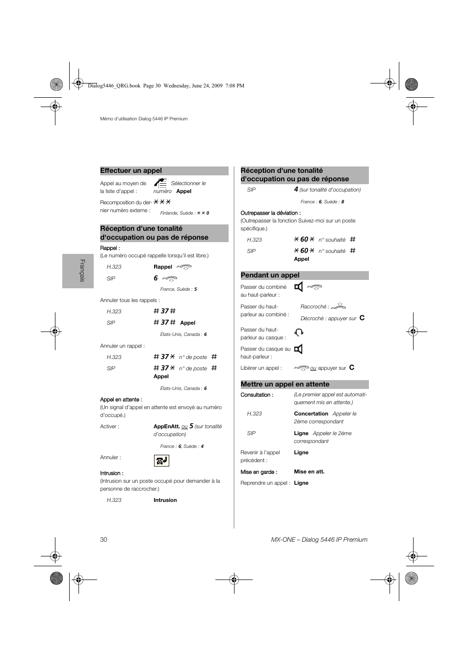 AASTRA 7446ip (5446ip) for MX-ONE Quick Reference Guide User Manual | Page 30 / 80